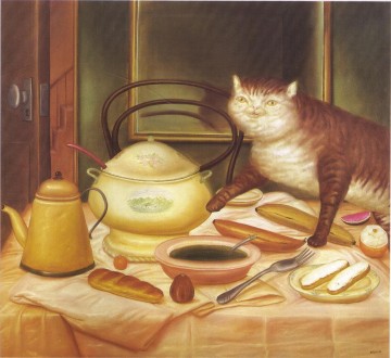 グリーンスープのある静物 フェルナンド・ボテロ Oil Paintings